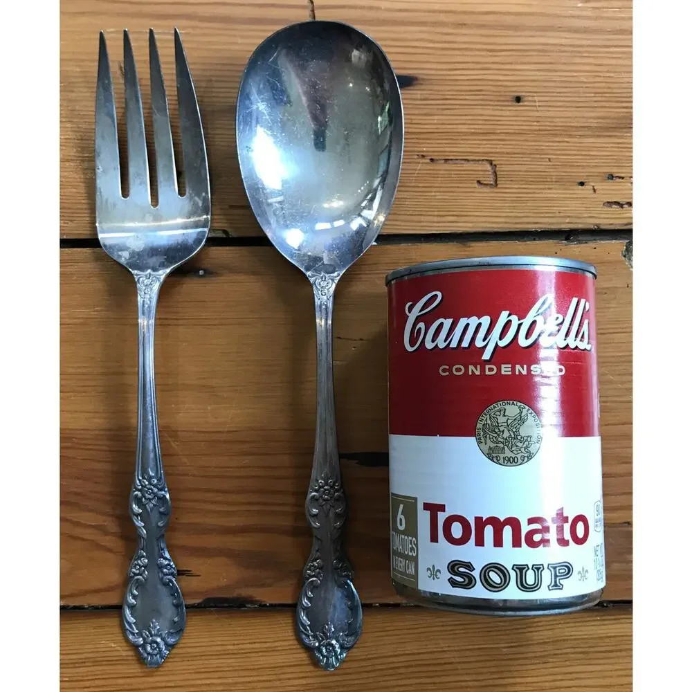 Set Pair Vtg Antique Original Rogers Extra Plate Silverplate Serving Spoon Fork
